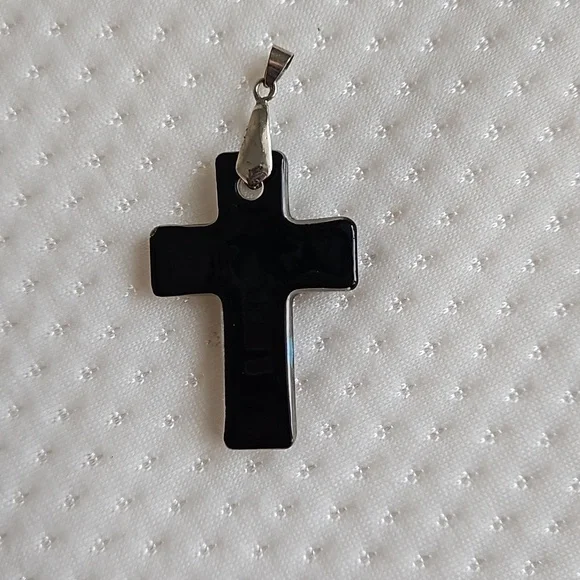 Vintage Glasswork Cross Pendant and Earring Set - Picture 3 of 7